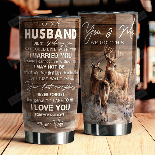Personalized To My Husband I Didn't Marry You So I Could Live With You Best Gifts For Deer Husband From Wife Father's Day 20 Oz Sport Bottle Stainless Steel Vacuum Insulated Tumbler