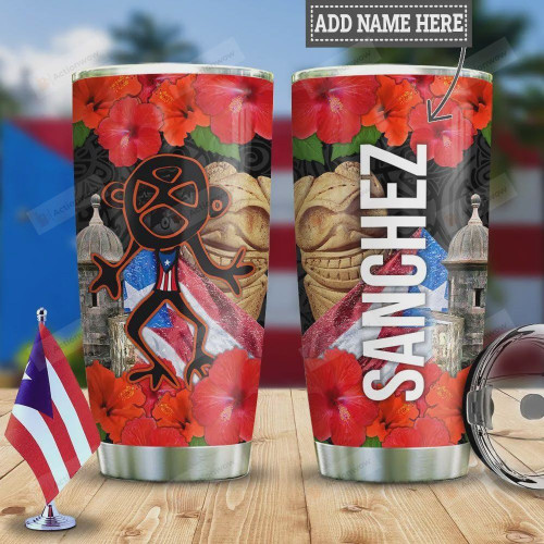 Personalized Puerto Rico Flag Tumbler Cup, Superman, Red Flowers, Stainless Steel Travel Tumbler, Insulated Tumbler, 20 Oz, Coffee Tumbler, Gifts For Birthday Christmas Thanksgiving
