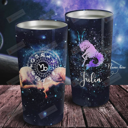 Personalized Zodiac Capricorn Galaxy Tumbler Stainless Steel Vacuum Insulated Double Wall Travel Tumbler With Lid, Tumbler Cups For Coffee/Tea, Perfect Gifts For Birthday Christmas Thanksgiving