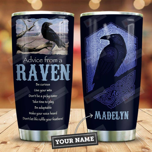 Raven Advice Personalized Tumbler Cup Make Your Voice Heart Travel Tumbler With Lid Stainless Steel Vacuum Insulated Tumbler 20 Oz Tumbler For Coffee/ Tea Best Gifts For Birthday Christmas