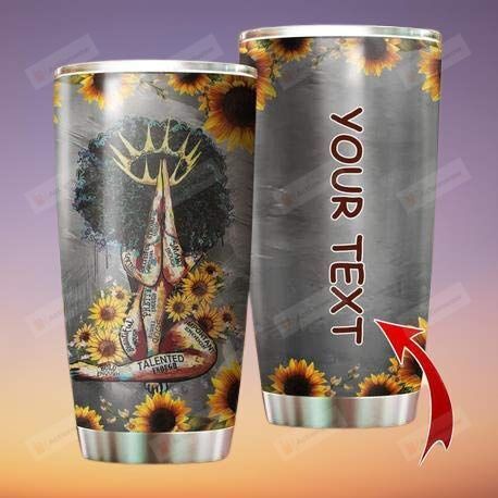 Personalized Sunflower Black Queen Tumbler Pray Stainless Steel Tumbler, Tumbler Cups For Coffee/Tea, Great Customized Gifts For Birthday Christmas Thanksgiving