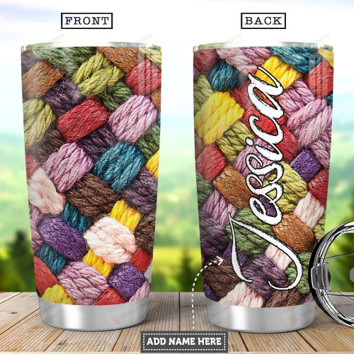 Personalized Colorful Crochet Patterns Stainless Steel Tumbler, Tumbler Cups For Coffee/Tea, Great Customized Gifts For Birthday Christmas Thanksgiving