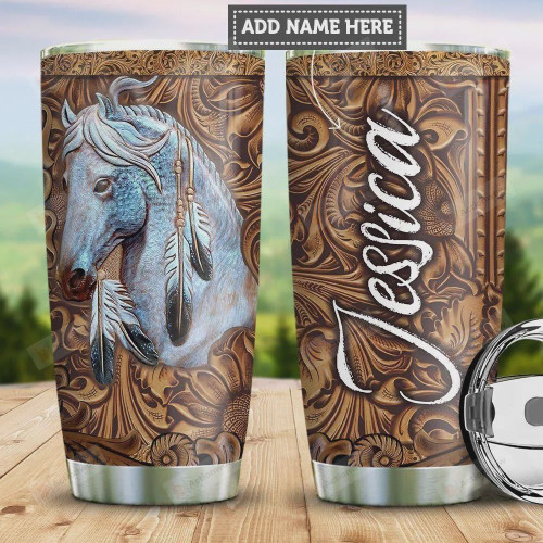 Personalized White Horse Tumbler Cup, Woody Style Stainless Steel Vacuum Insulated Tumbler 20 Oz, Perfect Gifts For  Birthday Christmas Thanksgiving, Gifts For Horse Lovers, Coffee Tumbler