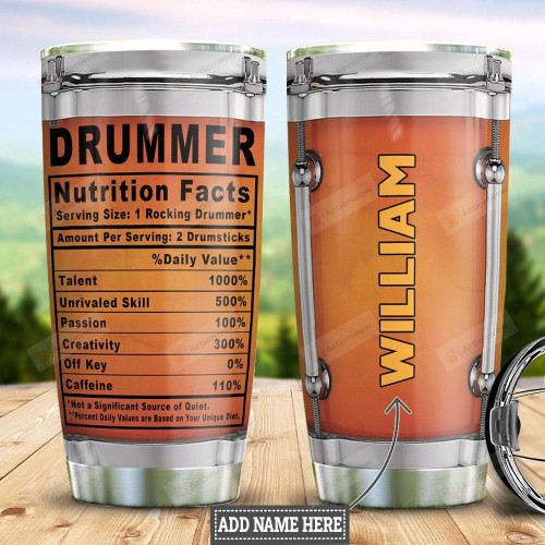 Personalized Drummer Fact Stainless Steel Tumbler, Tumbler Cups For Coffee/Tea, Great Customized Gifts For Birthday Christmas Thanksgiving For Drums Lovers