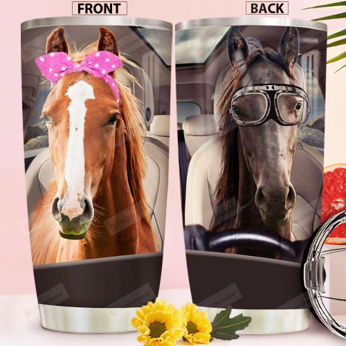 Horse Couple Drive Tumbler Cup Stainless Steel Insulated Tumbler 20 Oz Perfect Gifts For Horse Lovers Great Gifts For Birthday Christmas Valentine Anniversary Tumbler For Travelling Camping