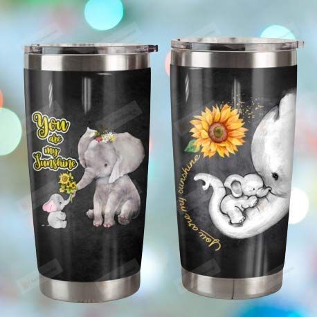 Elephant Sunflower You Are My Sunshine Stainless Steel Tumbler, Tumbler Cups For Coffee/Tea, Great Customized Gifts For Birthday Christmas Thanksgiving