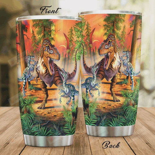 Dinosaur Family Stainless Steel Tumbler, Tumbler Cups For Coffee/Tea, Great Customized Gifts For Birthday Christmas Thanksgiving