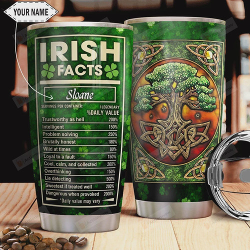 Irish Facts Personalized Tumbler Cup, Stainless Steel Vacuum Insulated Tumbler 20 Oz  Best Gifts For Birthday Christmas Thanksgiving St Patrick's Day, Tumbler For Coffee/ Tea With Lid
