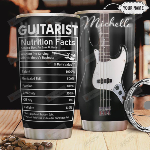 Bass Guitar Nutrition Facts Personalized Stainless Steel Vacuum Insulated 20 Oz Tumbler Cups For Coffee/Tea Gifts For Birthday Christmas Thanksgiving Perfect Gifts For Guitar Lovers