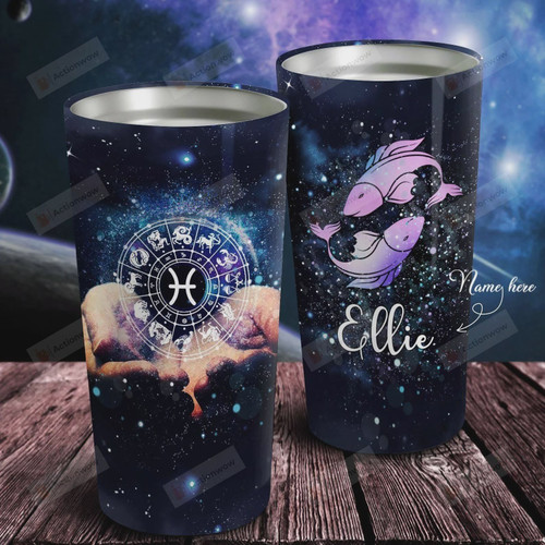 Personalized Zodiac Pisces Galaxy Tumbler Stainless Steel Vacuum Insulated Double Wall Travel Tumbler With Lid, Tumbler Cups For Coffee/Tea, Perfect Gifts For Birthday Christmas Thanksgiving