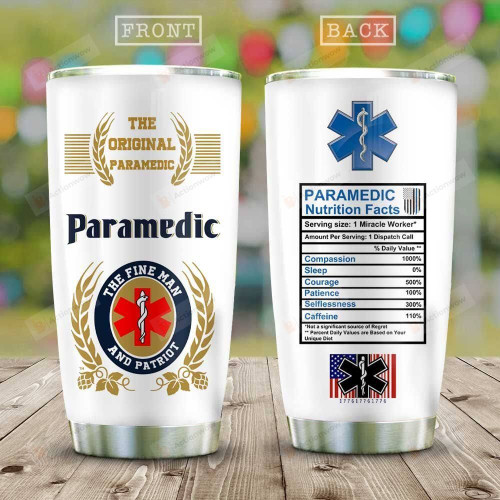 Paramedic Nutrition Facts Tumbler Cup The Original Paramedic Stainless Steel Insulated Tumbler 20 Oz Best Gifts For Birthday Christmas Thanksgiving Tumbler For Coffee/ Tea With Lid