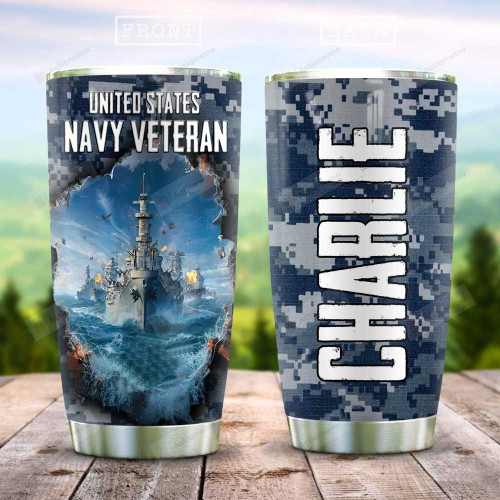Us Navy Veteran Personalized Tumbler Cup Stainless Steel Vacuum Insulated Tumbler 20 Oz Great Customized Gifts For Birthday Christmas Thanksgiving Coffee/ Tea Tumbler With Lid Travel Tumbler