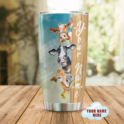 Personalized Cow 3 Cows Stainless Steel Tumbler, Tumbler Cups For Coffee/Tea, Great Customized Gifts For Birthday Christmas Thanksgiving