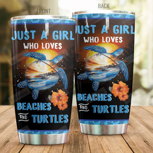 Beach Turtle Tumble Just A Girl Who Love Beach And Turtle Tumbler Gifts For Turtle Lovers Beach Girls Summer  20 Oz Sport Bottle Stainless Steel Vacuum Insulated Tumbler