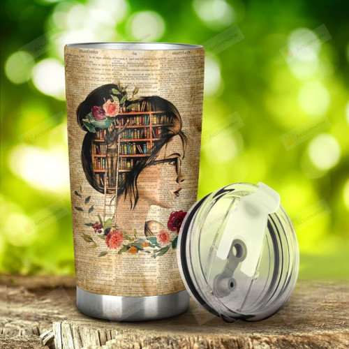 Books And Cats There Was A Girl Who Really Loved Books And Cats Stainless Steel Tumbler, Tumbler Cups For Coffee/Tea, Great Customized Gifts For Birthday Christmas Thanksgiving, Anniversary