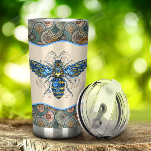 Love Bee And Boho Mandala Stainless Steel Tumbler, Tumbler Cups For Coffee/Tea, Great Customized Gifts For Birthday Christmas Thanksgiving