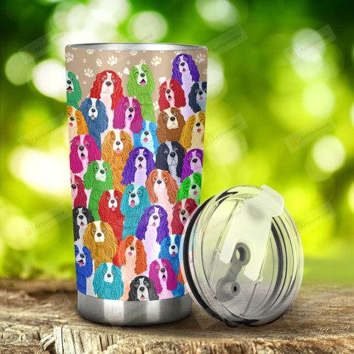 Multicolor Cavalier Dog Stainless Steel Tumbler, Tumbler Cups For Coffee/Tea, Great Customized Gifts For Birthday Christmas Thanksgiving