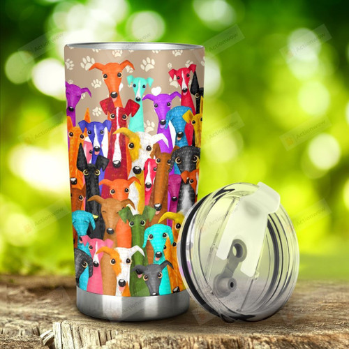 Multicolor Greyhound Dogs Stainless Steel Tumbler, Tumbler Cups For Coffee/Tea, Great Customized Gifts For Birthday Christmas Thanksgiving