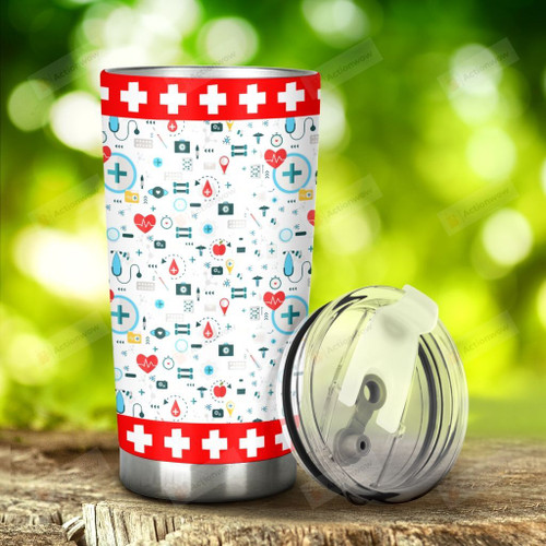 Registered Nurse Pattern Stainless Steel Tumbler, Tumbler Cups For Coffee/Tea, Great Customized Gifts For Birthday Christmas Thanksgiving