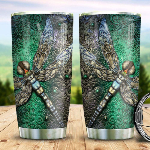 Green Dragonfly Antique Tumbler Gifts For Dragonfly Lovers On Birthday Christmas Thanksgiving 20 Oz Sports Bottle Stainless Steel Vacuum Insulated Tumbler