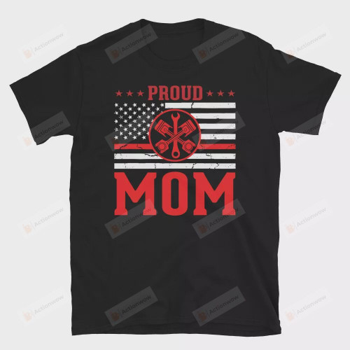 American Flag Proud Mechanic Mom Essential T-Shirt, T-Shirt For Women On Birthday, Christmas, Anniversary, Mother's Day