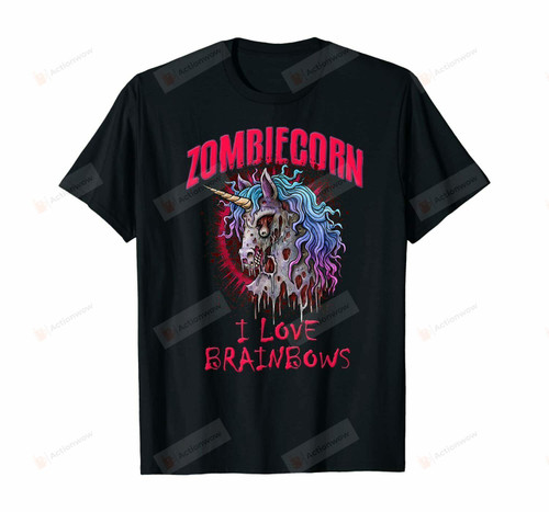 Zombie Unicorn I Love Brainbows Halloween Gothic Goth Punk T-Shirt