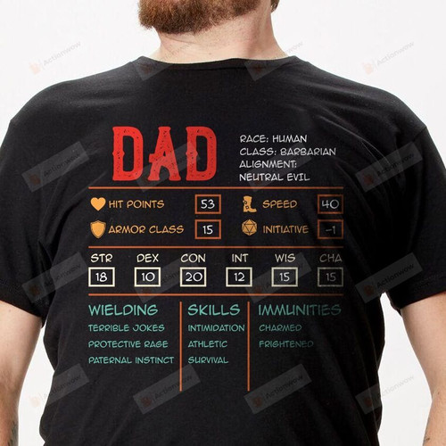 Dnd Dad Character Sheet Personalized Shirt For Mother's Day