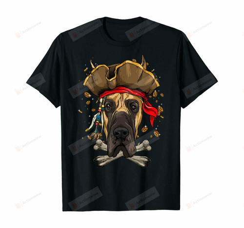 Great Dane Pirate Dog Halloween Jolly Roger Gift T-Shirt