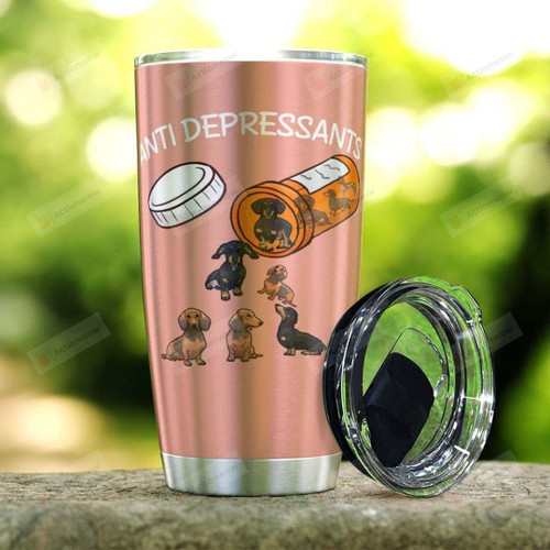 Cute Dachshund Dogs And Pill Bottle Tumbler Anti Depressants Tumbler Best Gifts For Dog Lovers On Birthday Christmas Thanksgiving 20 Oz Sports Bottle Stainless Steel Vacuum Insulated Tumbler
