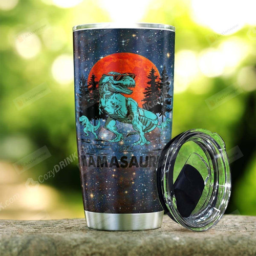 Mamasaurus Tumblers Dinosaurs And The Night Sky Tumbler Gifts For Dinosaur Mom On Mother's Day Birthday Christmas Thanksgiving 20 Oz Sports Bottle Stainless Steel Vacuum Insulated Tumbler