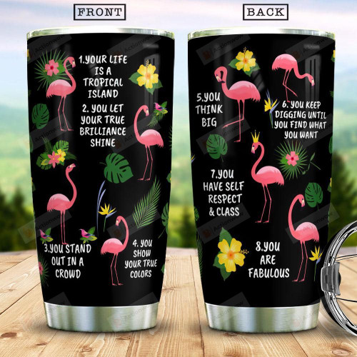 Flamingoes And Hibiscus Tumbler Signs Of A Flamingo Tumbler Gifts For Flamingo Lovers On Birthday Christmas Thanksgiving 20 Oz Sports Bottle Stainless Steel Vacuum Insulated Tumbler