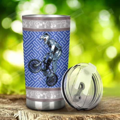BMX Maze Pattern Tumbler Stainless Steel Tumbler, Tumbler Cups For Coffee/Tea, Great Customized Gifts For Birthday Christmas Anniversary