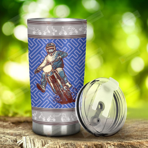 Motocross Maze Pattern Tumbler Stainless Steel Tumbler, Tumbler Cups For Coffee/Tea, Great Customized Gifts For Birthday Christmas Anniversary