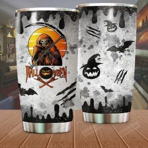 Halloween Skeleton And Jack-o'-lantern Tumbler Gifts For Halloween 20 Oz Sports Bottle Stainless Steel Vacuum Insulated Tumbler
