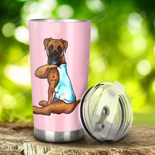 Boxer Mom I Love Mom Tumbler Stainless Steel Tumbler, Tumbler Cups For Coffee/Tea, Great Customized Gifts For Birthday Christmas Mother's Day Anniversary