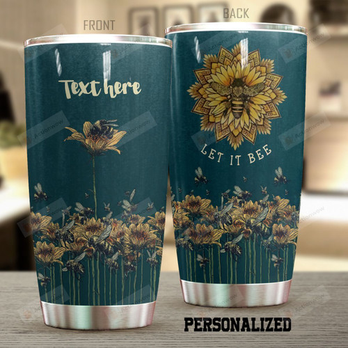 Personalized Bee Sunflower Tumbler Let It Bee Custom Name Gifts For Bee Lovers Beekeepers 20 Oz Sport Bottle Stainless Steel Vacuum Insulated Tumbler