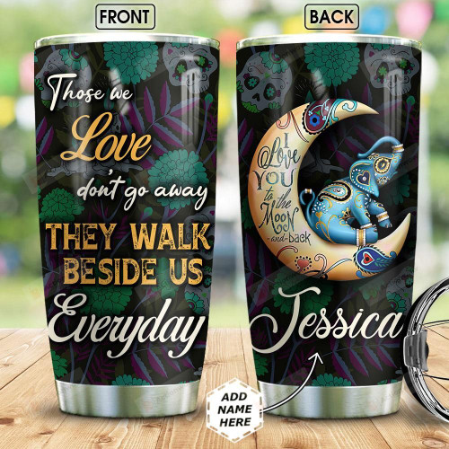 Personalized Mandala Elephant And Crescent Moon Tumbler Those We Love Don't Go Away Tumbler Gifts For People In Heaven 20 Oz Sports Bottle Stainless Steel Vacuum Insulated Tumbler