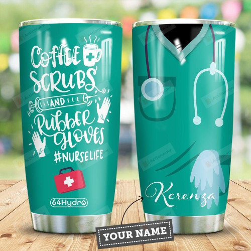 Personalized Nurse Uniform Tumbler Coffee Scrubs And Rubber Gloves #Nurselife Tumbler Gifts For Nurse 20 Oz Sports Bottle Stainless Steel Vacuum Insulated Tumbler