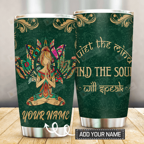 Personalized Yoga Tumbler Yoga And The Soul Custom Name Gifts For Yoga Girls Yoga Teachers 20 Oz Sport Bottle Stainless Steel Vacuum Insulated Tumbler