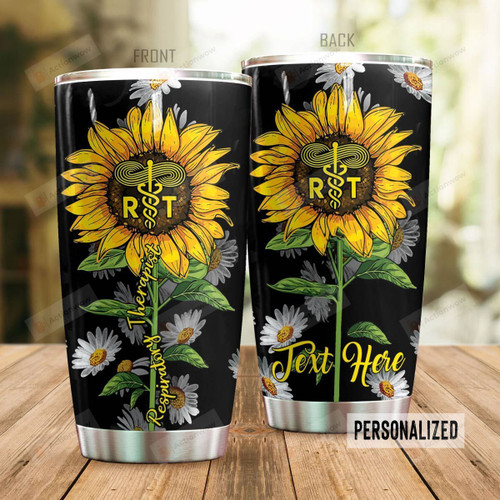 Personalized Sunflowers And Daisies Tumbler Respiratory Therapist Tumbler Gifts For Birthday Christmas Thanksgiving 20 Oz Sports Bottle Stainless Steel Vacuum Insulated Tumbler
