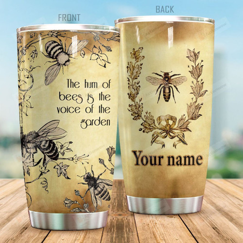 Personalized Bee Flower Tumbler The Hum Of Bees Is The Voice Of The Garden Custom Name Gifts For Bee Lovers Beekeepers 20 Oz Sport Bottle Stainless Steel Vacuum Insulated Tumbler