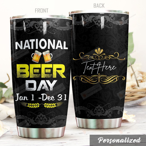 Personalized Beer Tumbler National Beer Day Custom Name Gifts For Beer Lovers Beer Guys Alcoholics 20 Oz Sport Bottle Stainless Steel Vacuum Insulated Tumbler