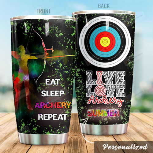 Personalized Archery Tumbler Eat Sleep Archery Repeat Custom Name Gifts For Archery Players Archery Lovers Birthday Christmas 20 Oz Sport Bottle Stainless Steel Vacuum Insulated Tumbler