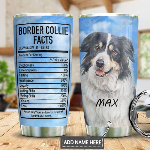 Personalized Border Collie Facts Stainless Steel Tumbler, Tumbler Cups For Coffee/Tea, Great Customized Gifts For Birthday Christmas Thanksgiving