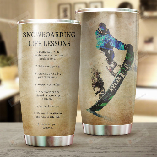 Snowboarding Life Lessons Snowboarding Tumbler Stainless Steel Vacuum Insulated Double Wall Travel Tumbler With Lid, Tumbler Cups For Coffee/Tea, Perfect Gifts For Birthday Christmas Thanksgiving