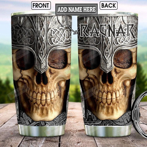 Personalized Viking Skull Tumbler Gifts For Viking Lovers 20 Oz Sports Bottle Stainless Steel Vacuum Insulated Tumbler