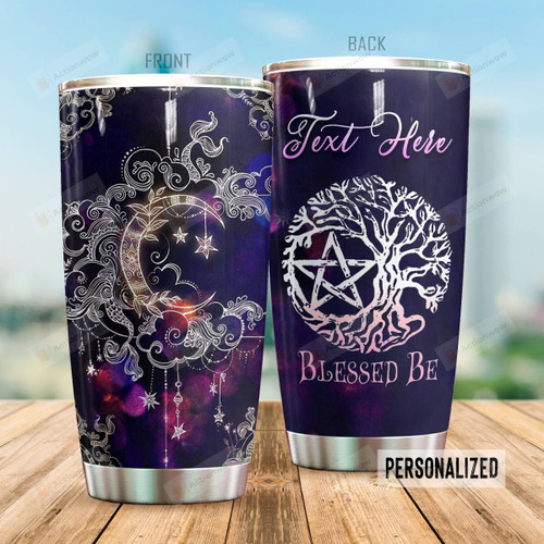 Personalized Moon And Stars Blessed Be Tumbler Gifts For Halloween 20 Oz Sports Bottle Stainless Steel Vacuum Insulated Tumbler