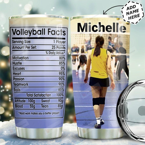 Personalized Volleyball Facts Stainless Steel Tumbler, Tumbler Cups For Coffee/Tea, Great Customized Gifts For Birthday Christmas Thanksgiving