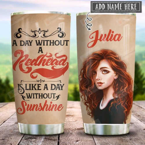 Redhead Like Sunshine Personalized Tumbler Cup Stainless Steel Vacuum Insulated Tumbler 20 Oz Tumbler For Coffee/Tea Perfect Gifts For Girl On Birthday Christmas Thanksgiving