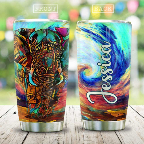 Abstract Art Elephant Personalized Tumbler Cup  Stainless Steel Insulated Tumbler 20 Oz Best Gifts For Birthday Christmas Thanksgiving Great Gifts For Elephant Lovers Coffee/ Tea Tumbler With Lid